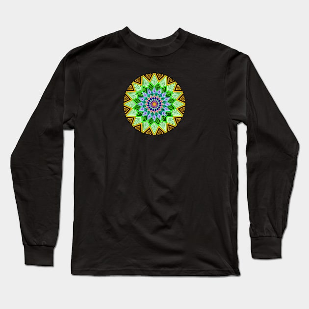 Colorful circular kaleidoscope, mandala motif Long Sleeve T-Shirt by Bailamor